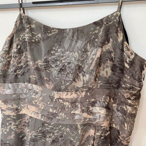 Juicy Couture Floral Shimmer Camo Spaghetti Strap Empire High Waist Dress 4 - Picture 3 of 9